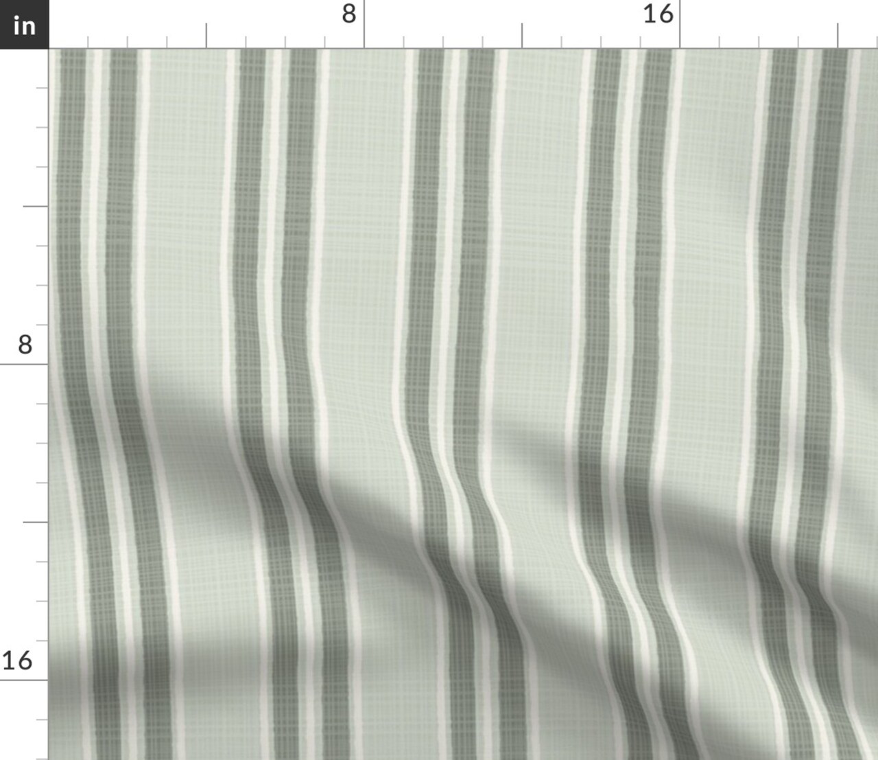 Sage Green Stripe Ticking Preppy Cottagecore French Country Contemporary Stripes Large Scale Grandllennial Custom Printed Fabric by Spoonflower Various Fabrics by the Yard or Fat Quarter